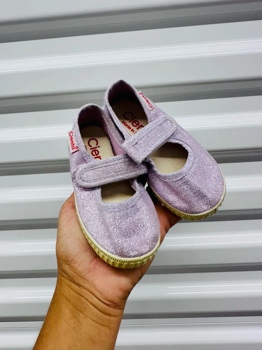 Cienta Lavender Glitter Mary Jane Baby & Walker Shoes